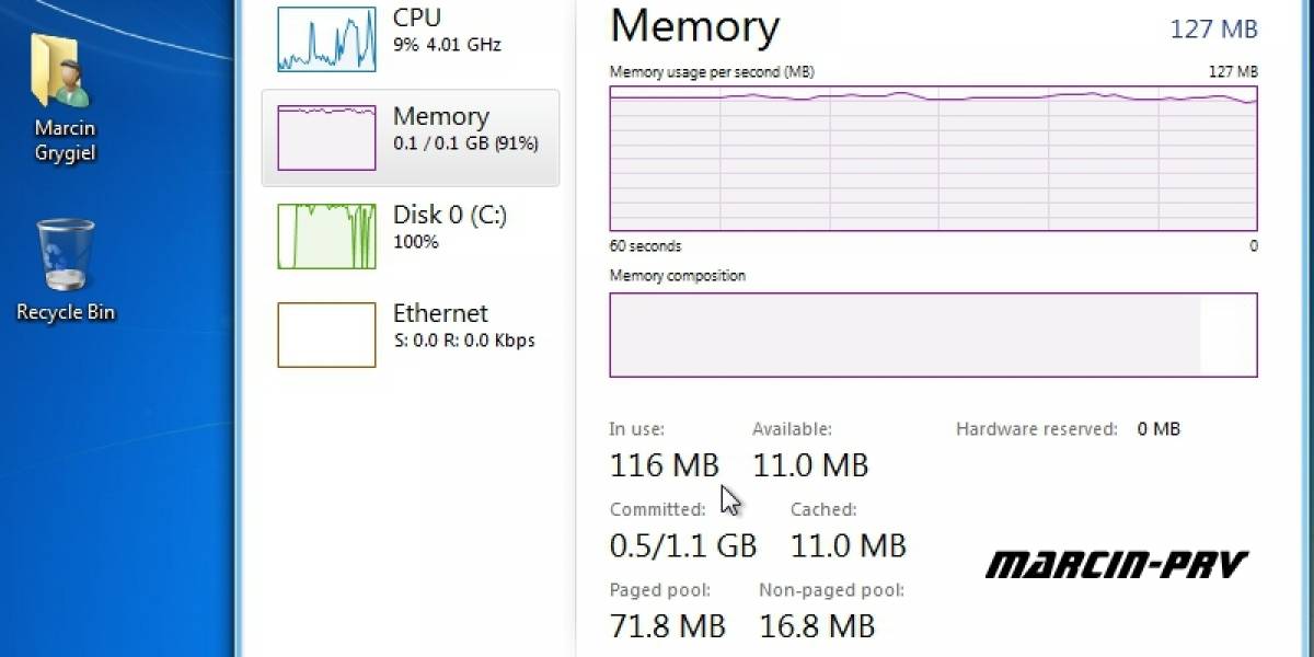 Windows 8 corriendo en máquina con 128MB de RAM