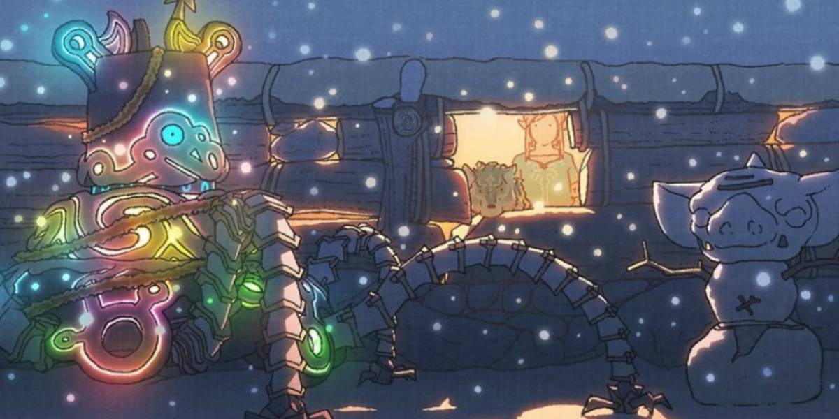 Mira este arte de Zelda: Breath of the Wild deseando felices fiestas