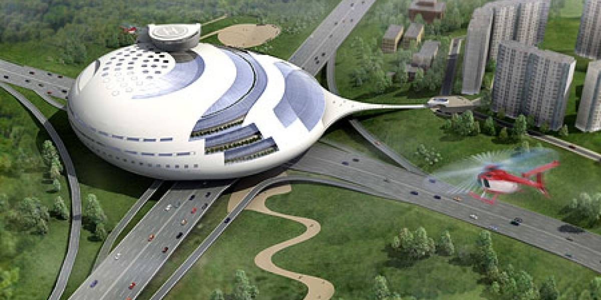 Gigantesco OVNI con forma de edificio aterriza en Moscú