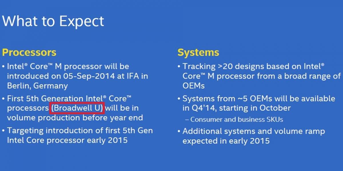 SoCs Intel Core de quinta generación U Series “Broadwell-U” saldrán el próximo año