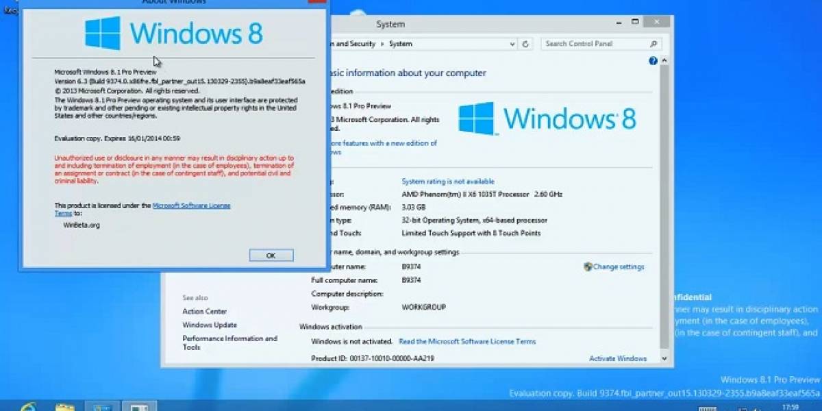 Se filtra Windows 8.1 Pro build 9374