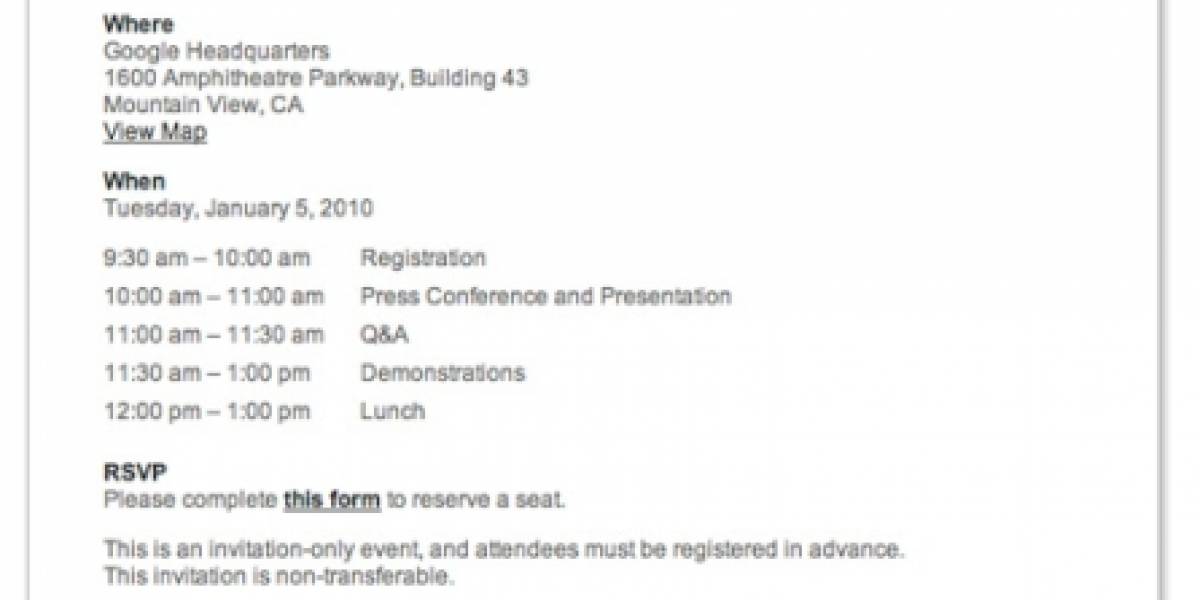 Google anuncia un evento de prensa para el próximo 5 de Enero