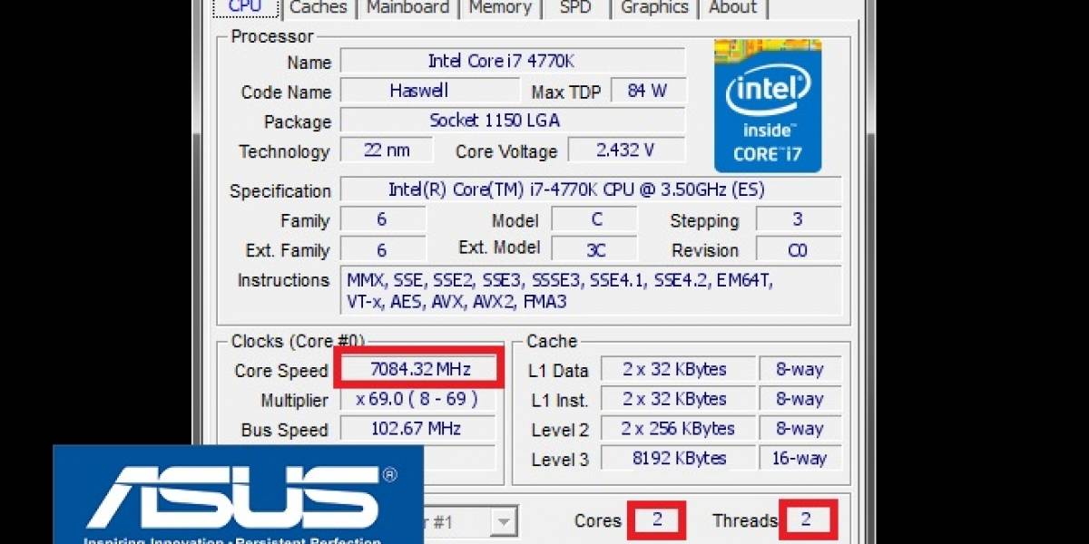 Intel Core i7-4770K rompe la barrera de los 7.0GHz