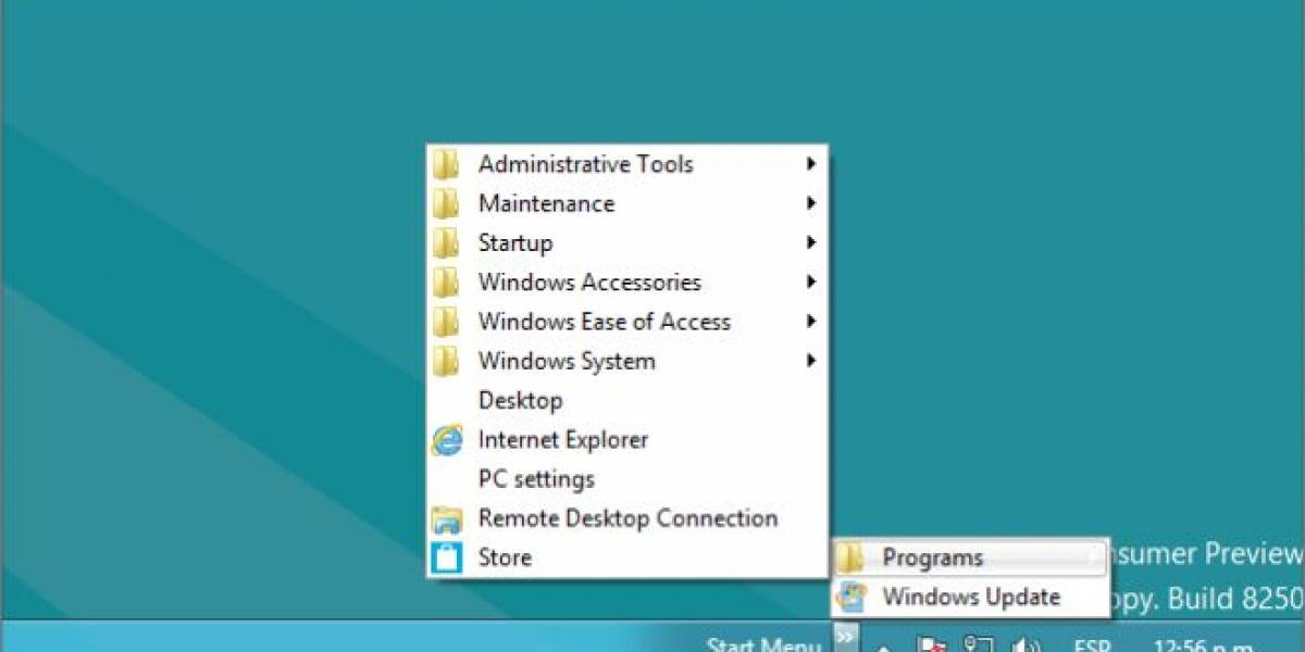 Menú Inicio en Windows 8 Consumer Preview