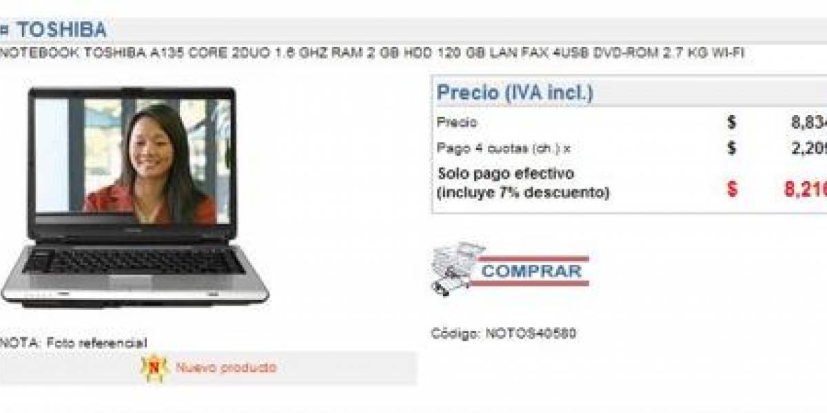 Llame ya! Portátil Toshiba a sólo 16 dólares