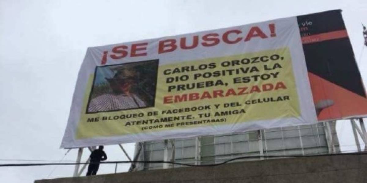 Mujer se venga de padre irresponsable con insólito cartel en la calle