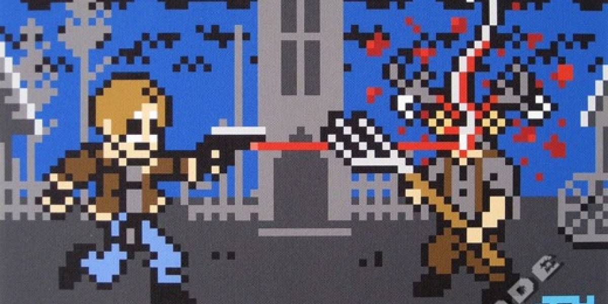 Pixel Art de RE4 impreso en un lienzo