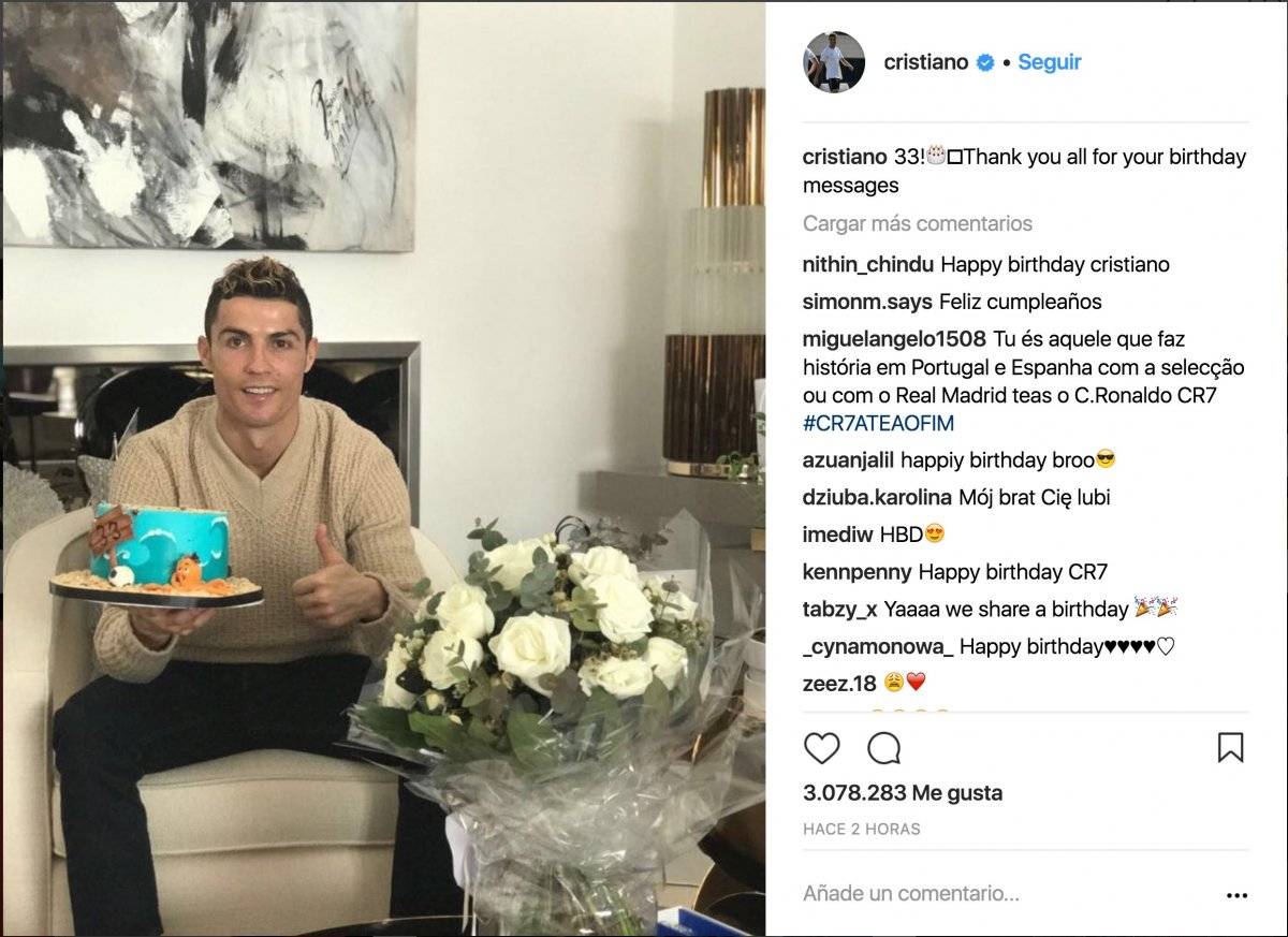 Ronaldo publicó un agradecimiento en su cuenta de Instagram