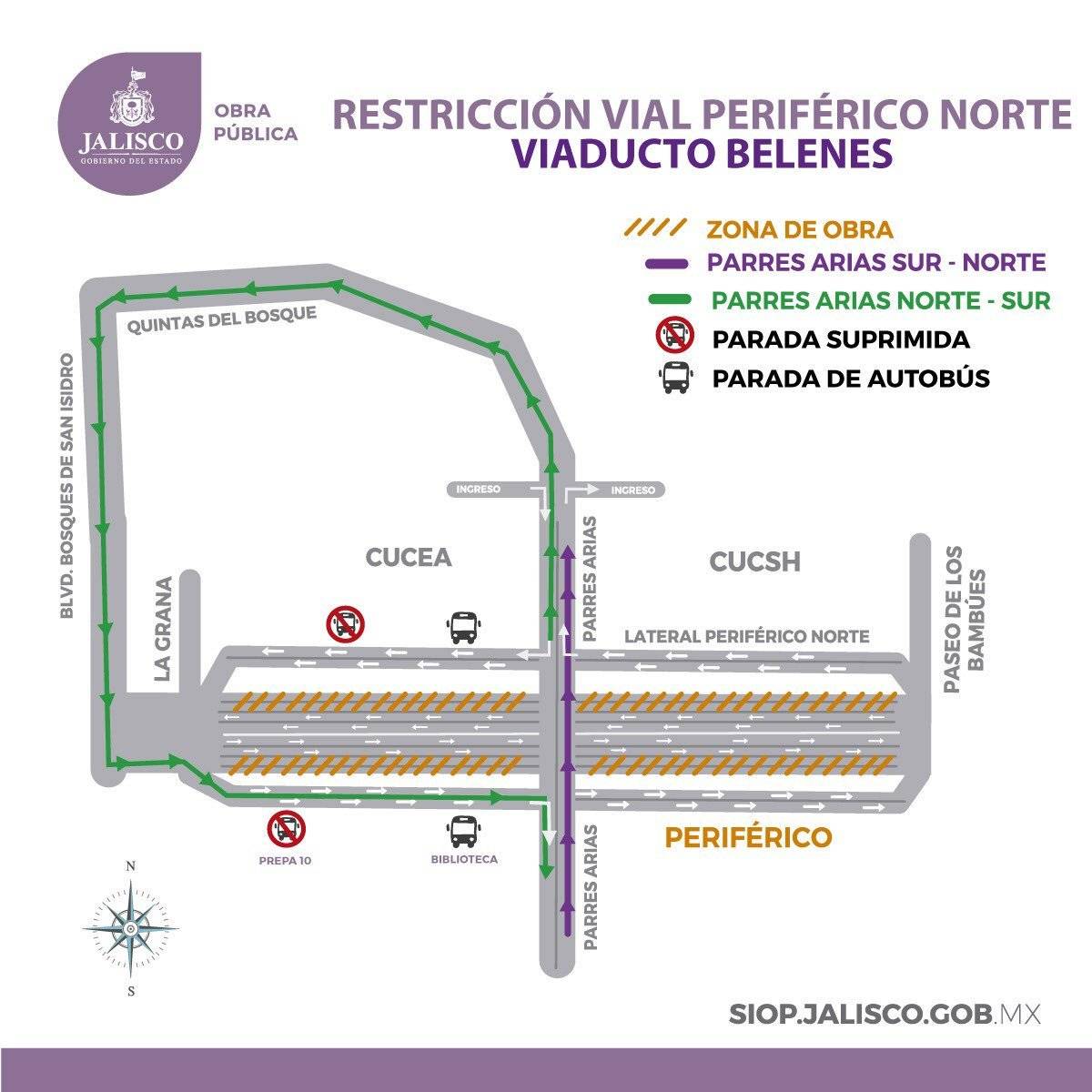 Se complicará la vialidad en Periférico Norte ante cierres por obras viales