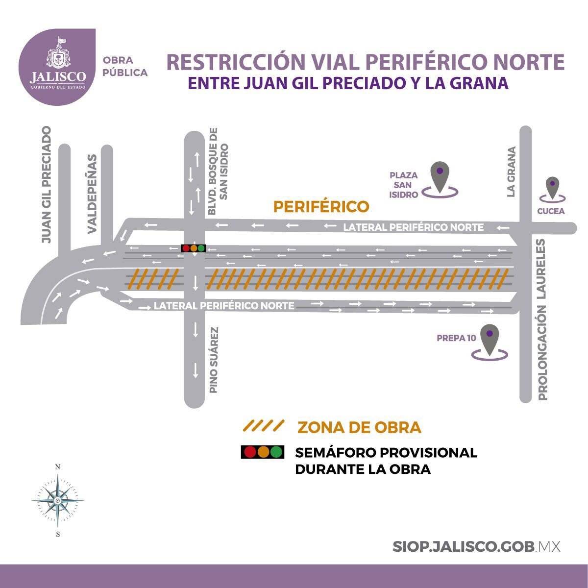 Se complicará la vialidad en Periférico Norte ante cierres por obras viales
