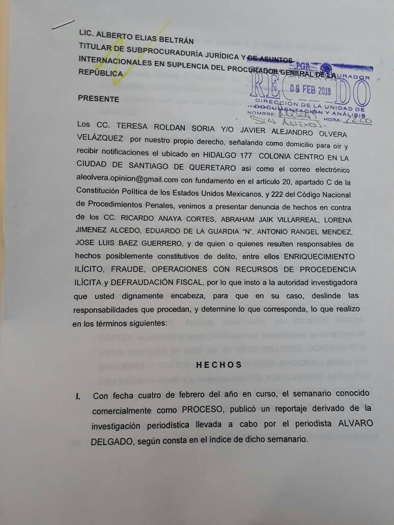 "La presentamos también en Querétaro pero allá decidieron no investigar, por eso acudimos a la PGR"
