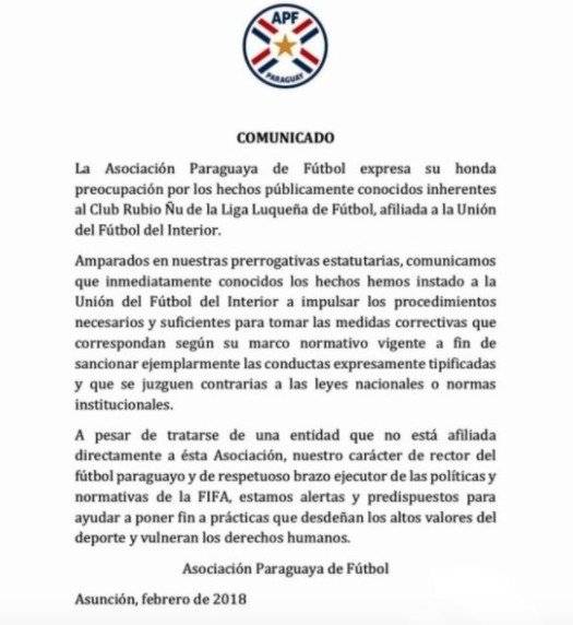 Comunicado de la FPF