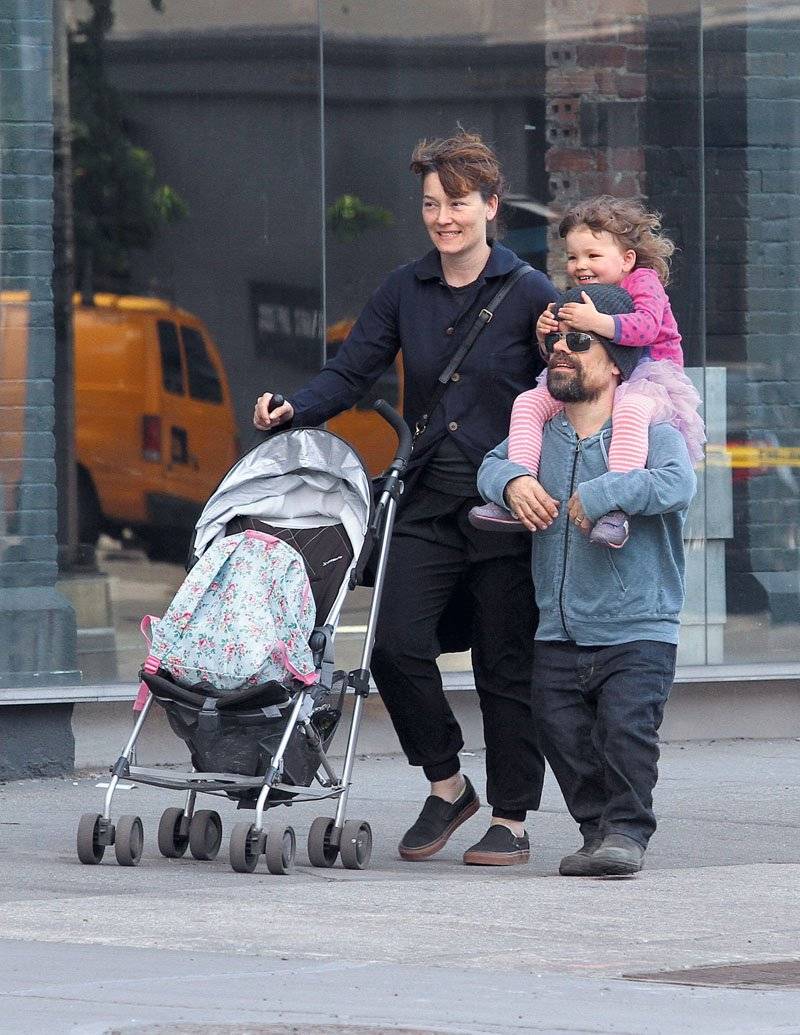 Peter Dinklage seen out and about with his wife Erica Schmidt and daughter Zelig in NYC