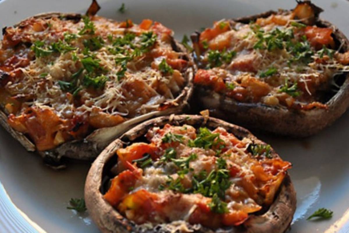 Pizza En Un Portobello Sabros a Nueva Mujer