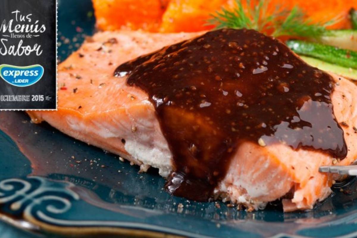 Salmón al horno con vinagre balsámico y puré de zanahoria, la receta