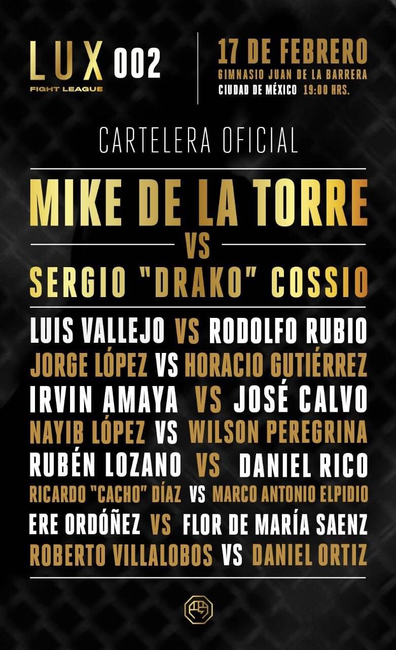 Cartelera Oficial LUX Fight League