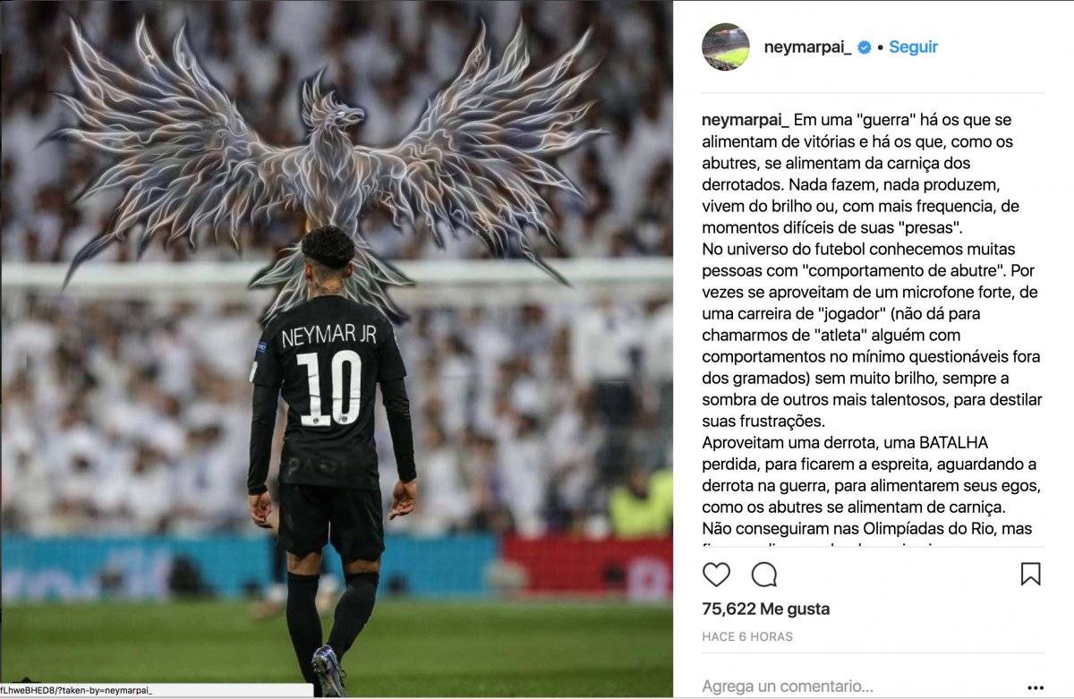 Mensaje del papá de Neymar.