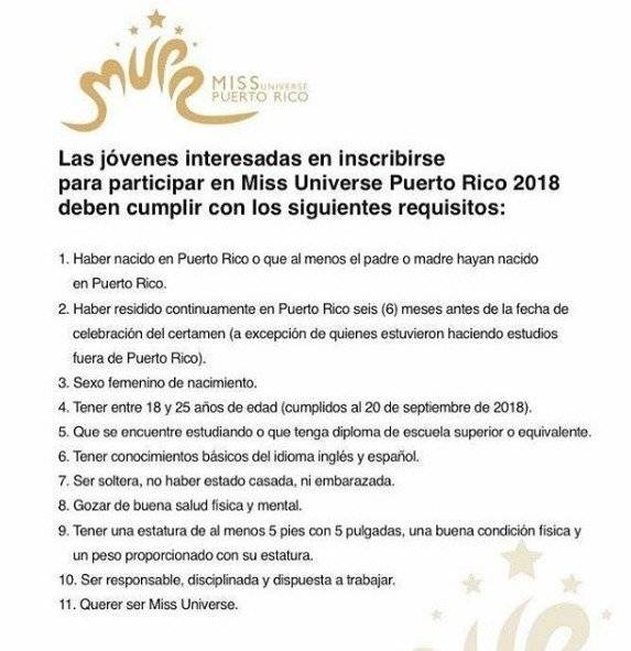 Nuevas reglas Miss Universe P. R.