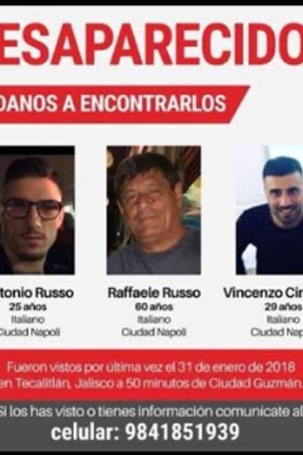 Desaparecen tres italianos en el sur de Jalisco, implican a la policía