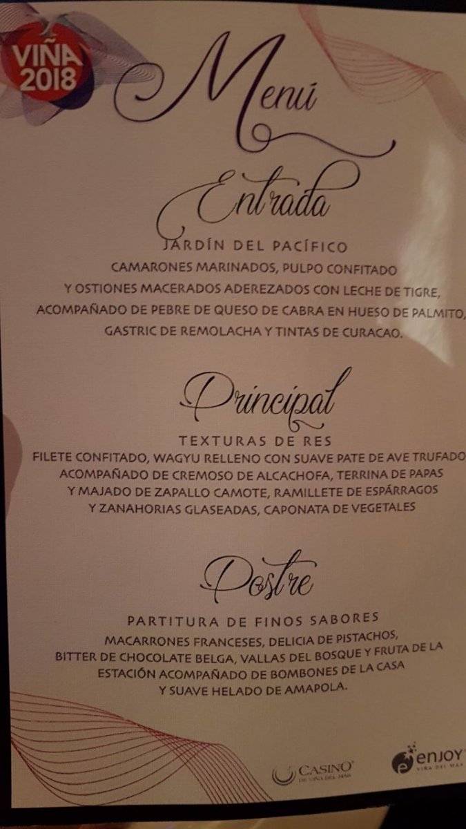 menu gala