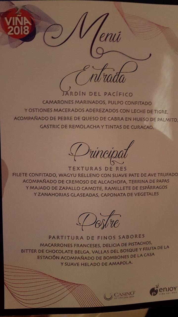 menu gala