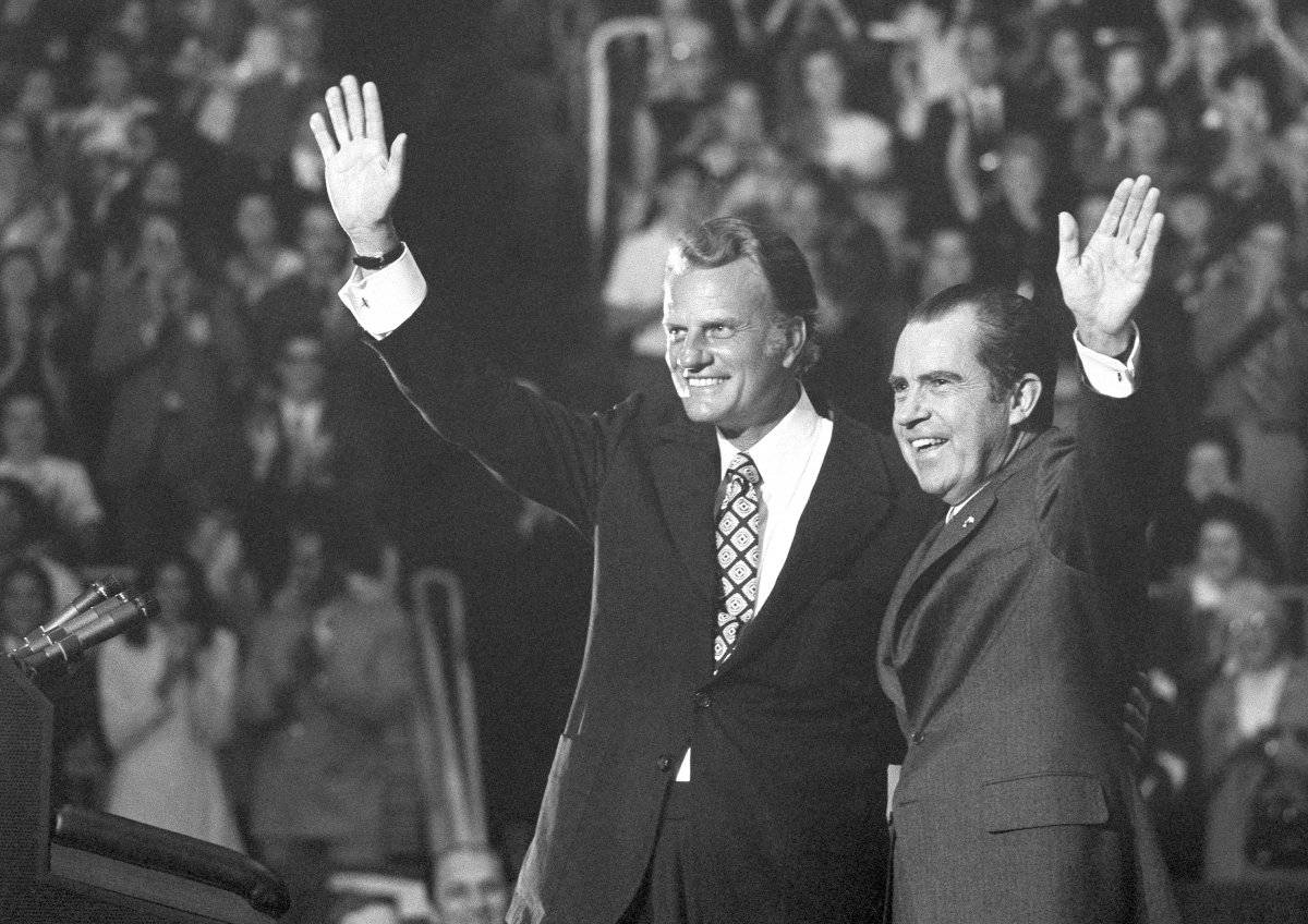 Billy Graham junto a Richard Nixon, en 1971