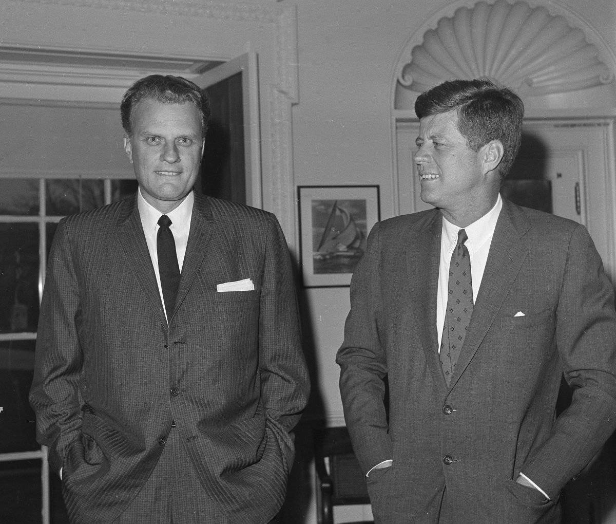 Billy Graham junto a John F. Kennedy, en 1961