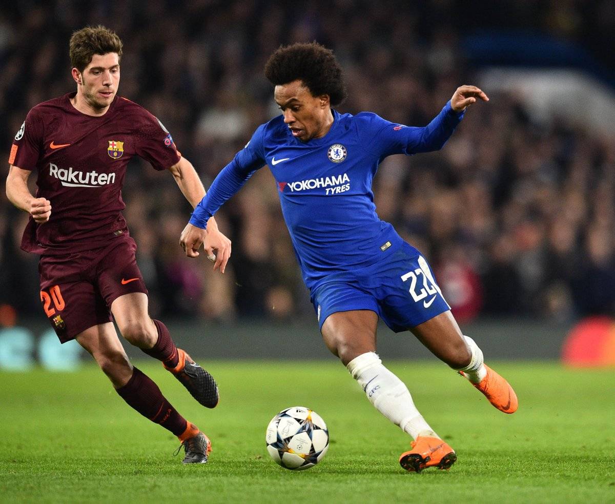 Sergi en el duelo ante el Chelsea en el juego de ida de los octavos de final de la Champions.