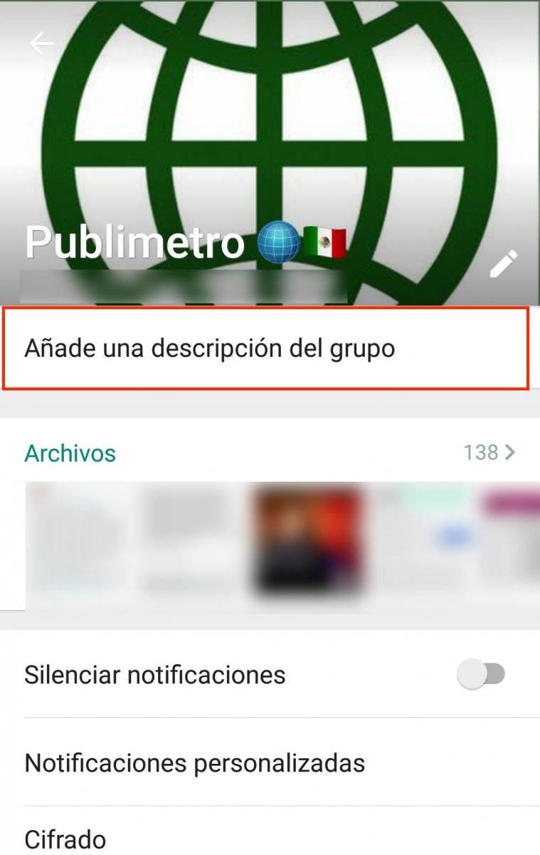 Añade una descripción del grupo de WhatsApp