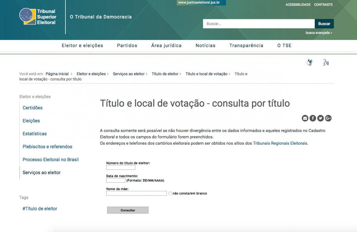 local de votação tse