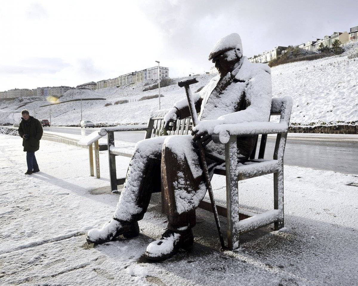 Escultura de Freddie Gilroy, en Scarborough, en el noroeste de Inglaterra