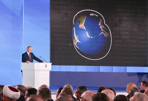 Vladimir Putin, durante la presentación de su nuevo programa nuclear ante la Asamblea Federal.