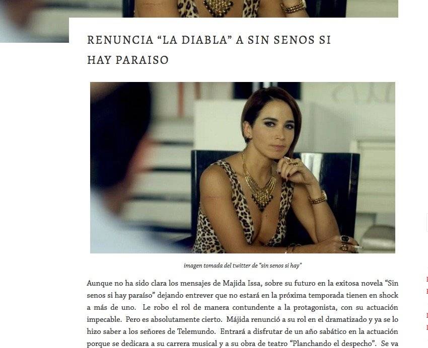 Captura de pantalla página web La Negra Candela