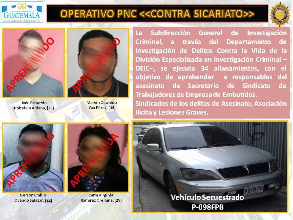 capturados por crimen de sindicalista Tomás Ochoa