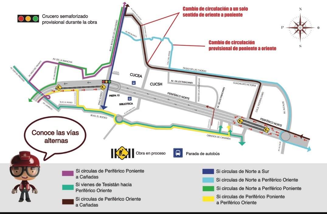 Nuevos cierres a la circulación en Periférico Norte por obras