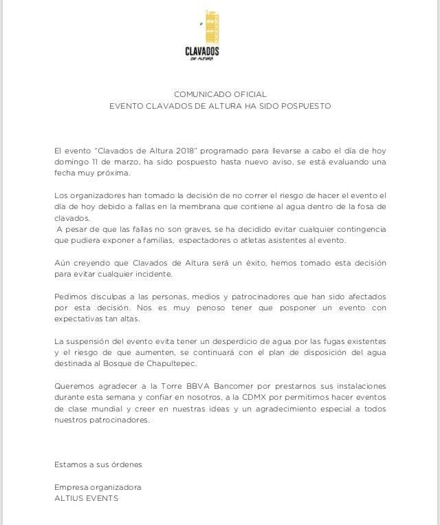 Comunicado Clavados