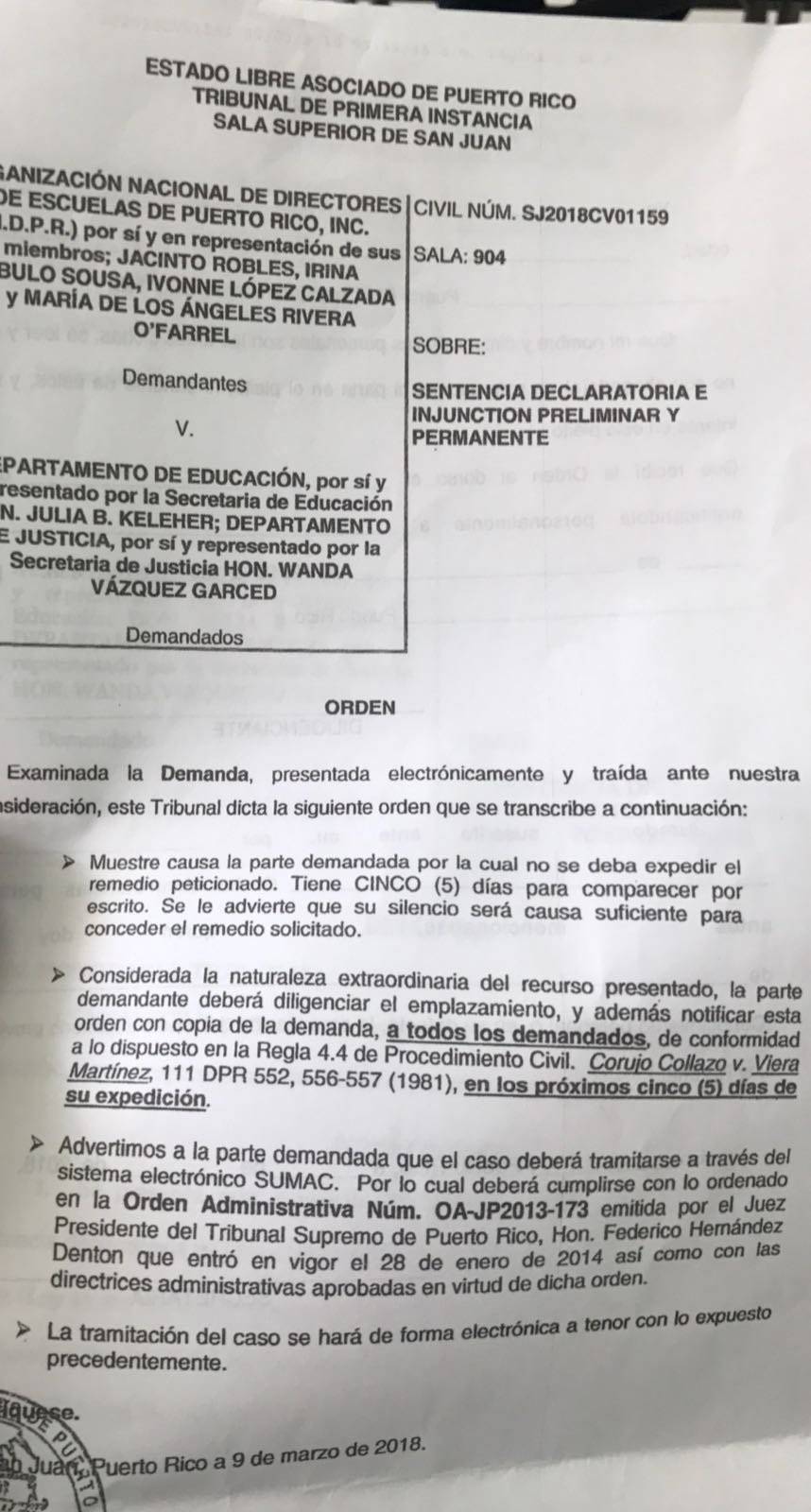 Tribunal otorga a Julia Keleher cinco días para contestar demanda de directores escolares.