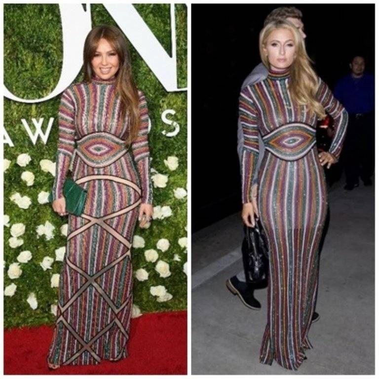 Thalia y Paris Hilton usan mismo vestido
