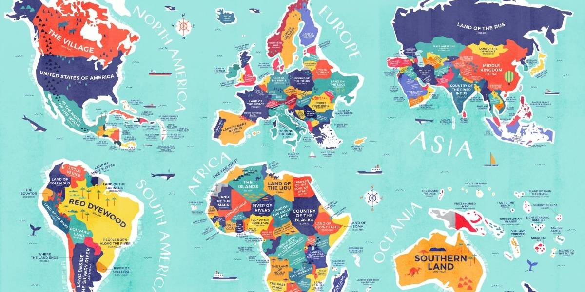 El espectacular mapa con el significado literal de cada país del mundo
