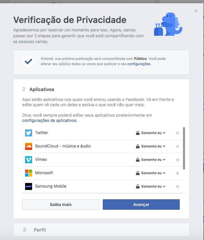 segurança do face