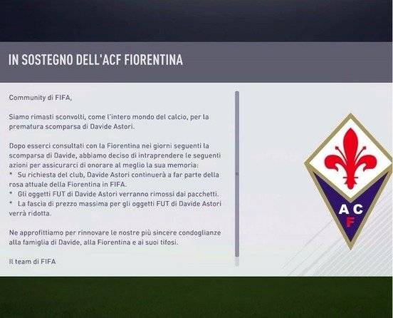 Comunicado EA Sports Davide Astori
