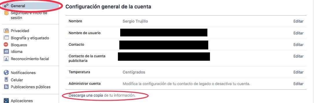 Área de descarga Tutorial: Aprenda a cómo descargar todas las fotos que ha subido a Facebook