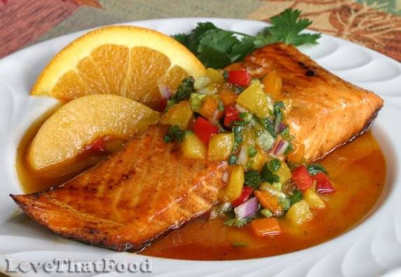 Salmón en jugo de naranja
