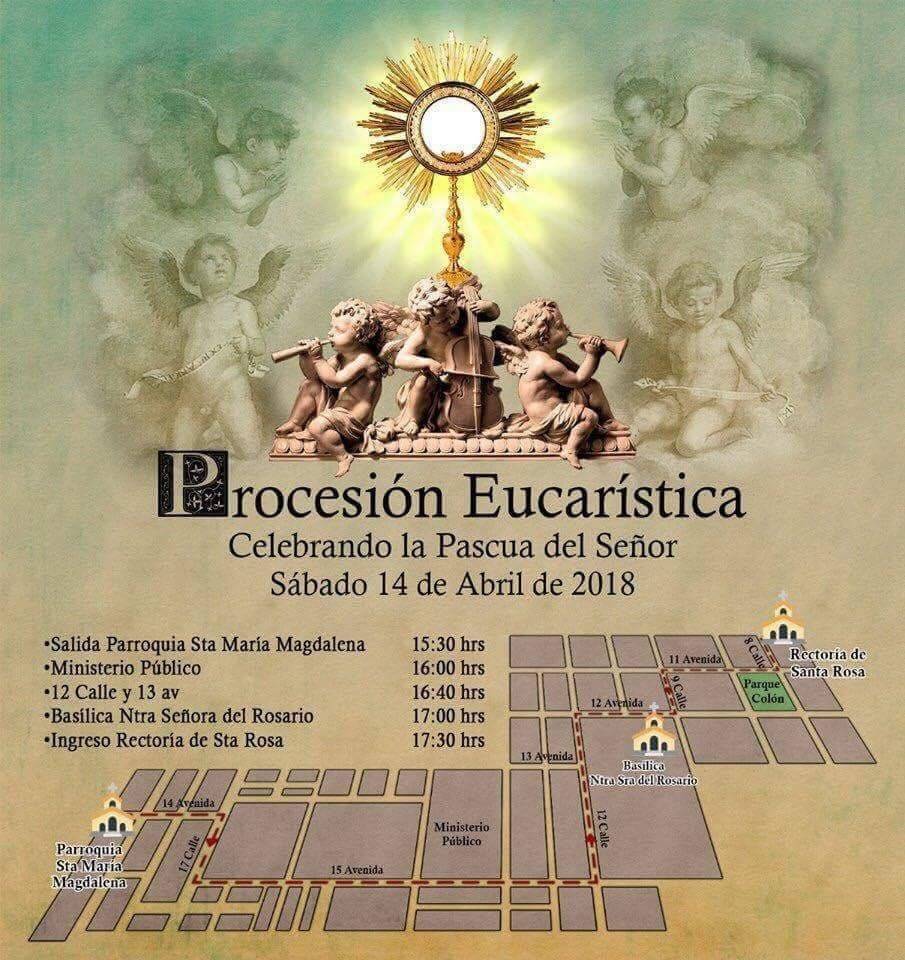 recorrido de la Procesión Eucarística