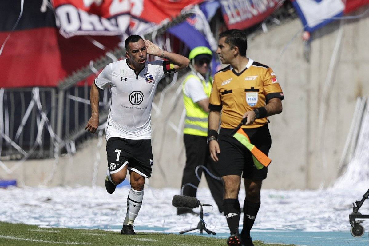 Paredes festejó en el Superclásico / imagen: Photosport