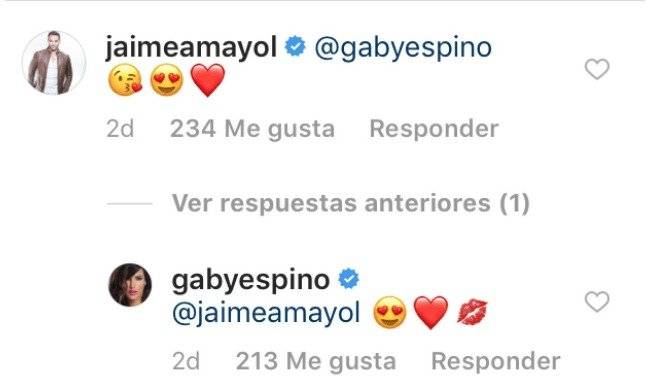 mensajes entre Jaime Mayol y Gaby Espino