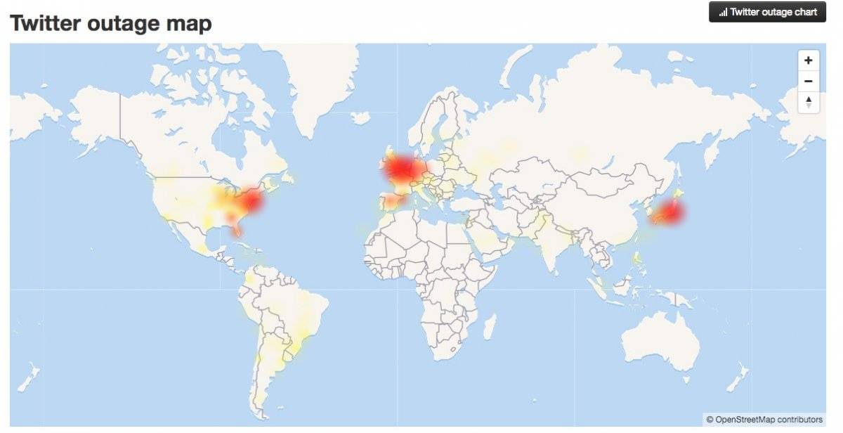 Mapa de fallos de Twitter