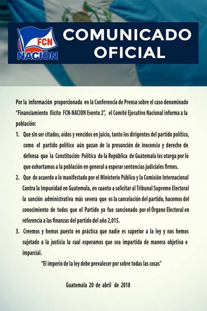 Comunicado FCN-Nación