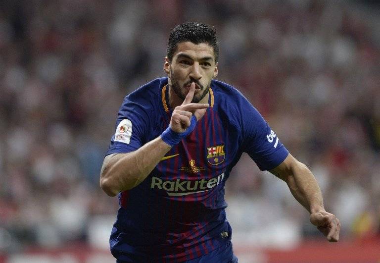 Luis Suárez celebra uno de sus goles