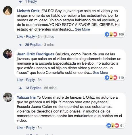 Foto de usuarios en las redes sociales quienes comentaron en el vídeo publicado por Educación.